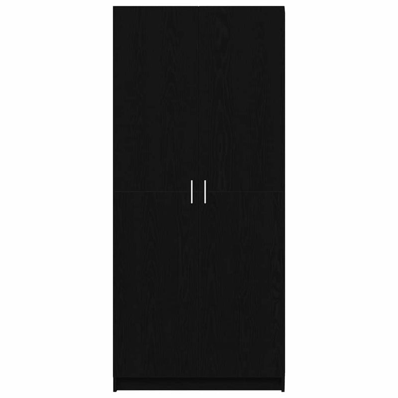 vidaXL Ruhásszekrény tárolóval ajtóval Fekete 80 x 51 x 180 cm Faanyag