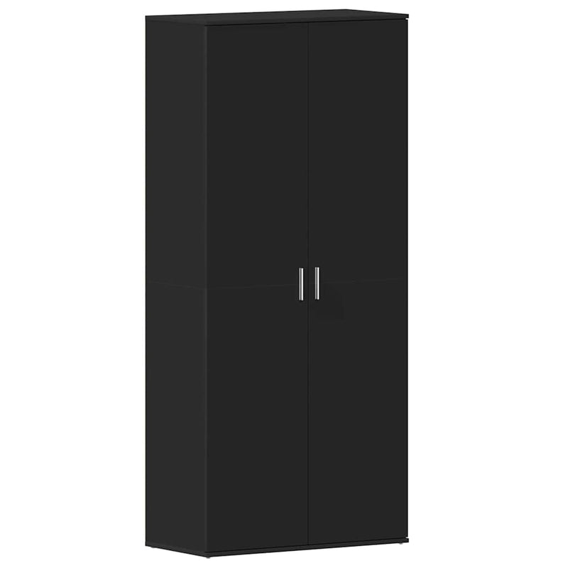 vidaXL Cipőszekrény ajtóval Fekete 80 x 39 x 180 cm Faanyag