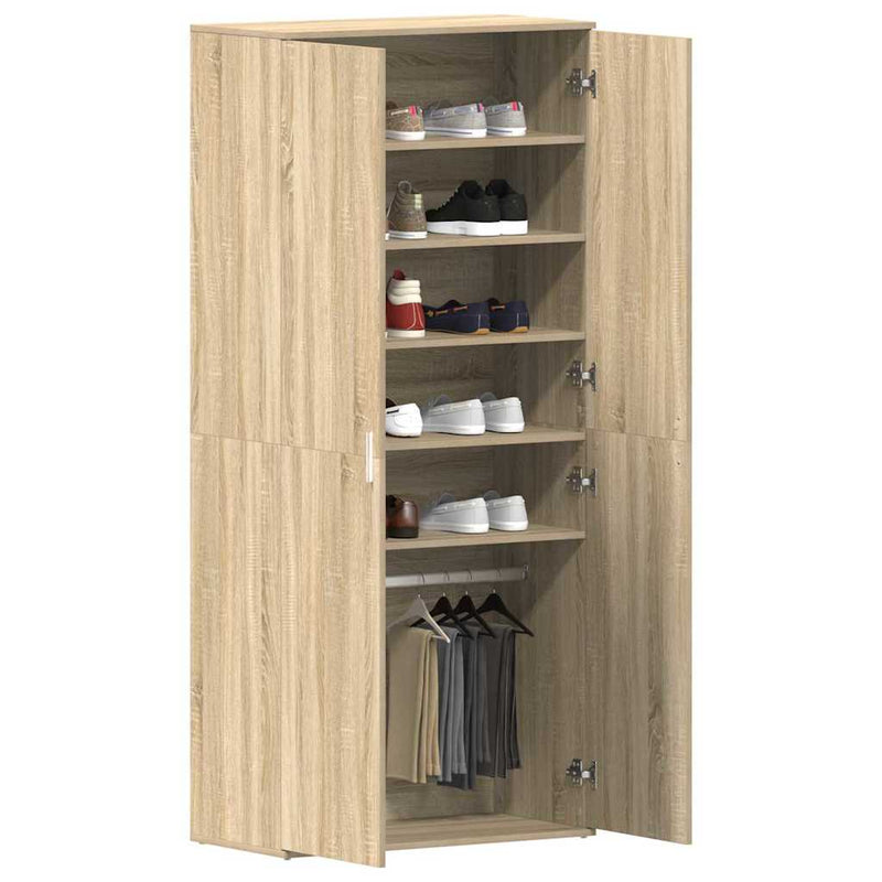 vidaXL Cipőszekrény ajtóval Barna 80 x 39 x 180 cm Faanyag