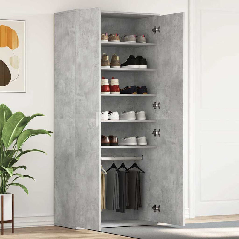 vidaXL Cipőszekrény ajtóval Szürke 80 x 39 x 180 cm Faanyag