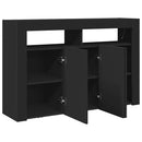 vidaXL Széf LED -es lámpákkal Fekete 116 x 30 x 75 cm Faanyag