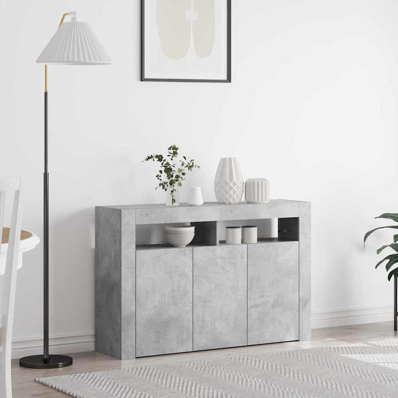 vidaXL Széf Beton szürke 116 x 30 x 75 cm Faanyag