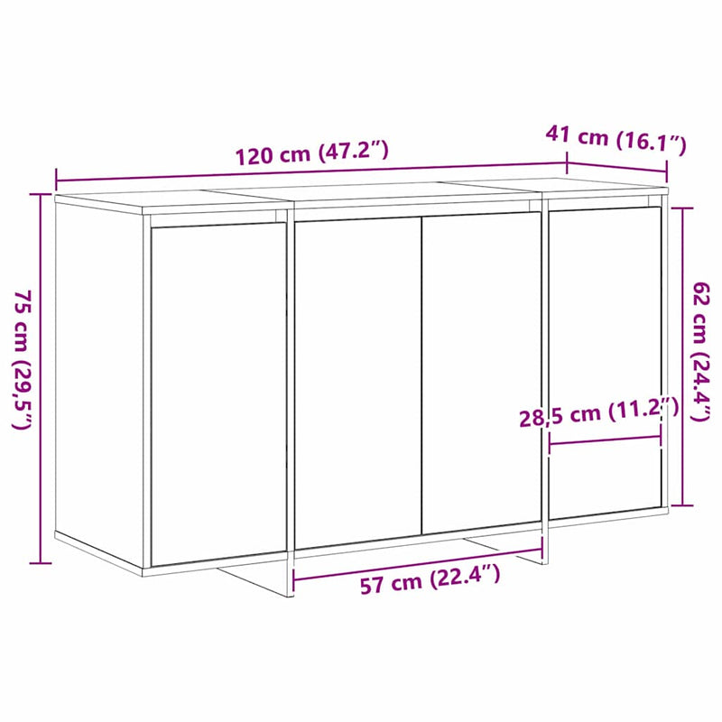 vidaXL Széf Musta tammi 120 x 41 x 75 cm Faanyag