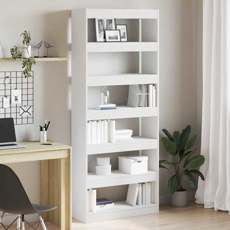 vidaXL Könyvszekrény polcokkal Fehér 80 x 30 x 198 cm Faanyag