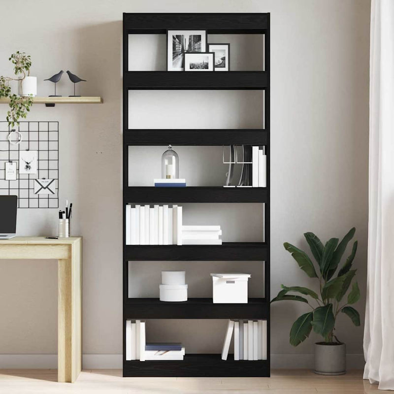 vidaXL Könyvszekrény polcokkal Fekete 80 x 30 x 198 cm Faanyag