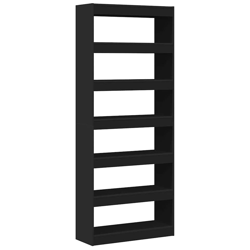 vidaXL Könyvszekrény polcokkal Fekete 80 x 30 x 198 cm Faanyag