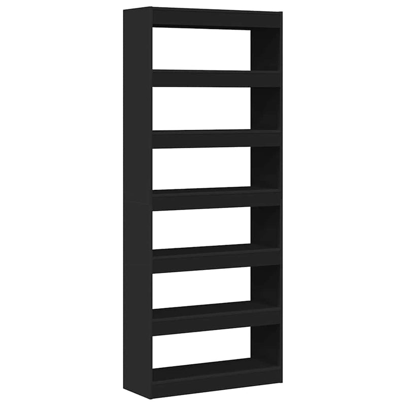 vidaXL Könyvszekrény polcokkal Fekete 80 x 30 x 198 cm Faanyag