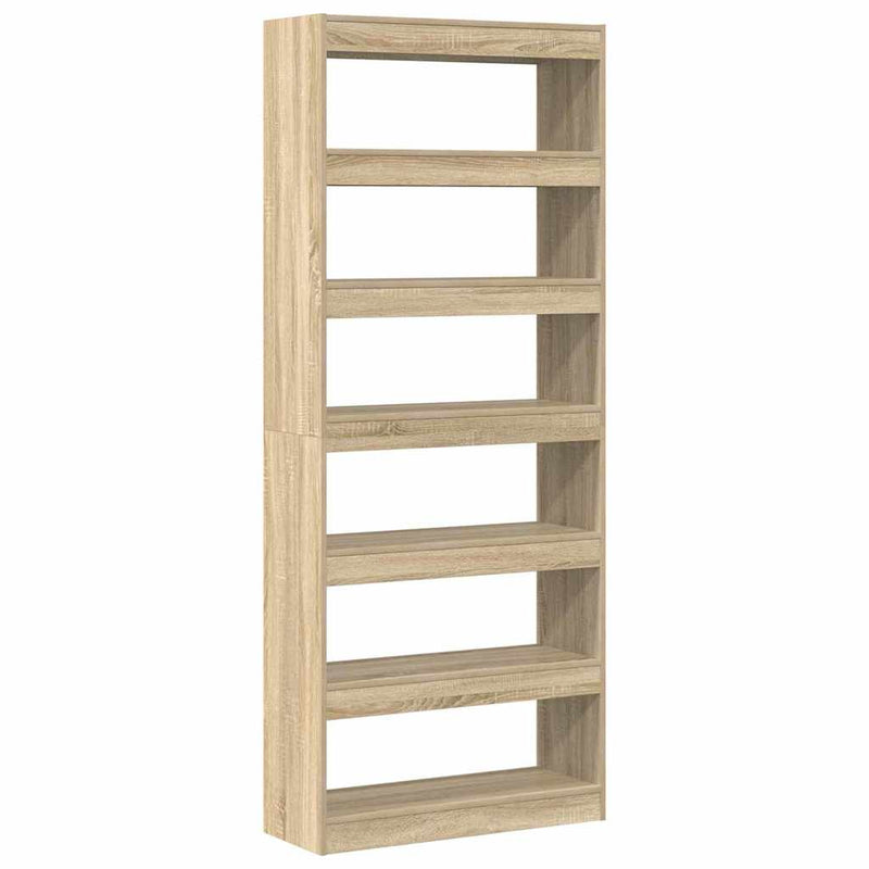 vidaXL Könyvszekrény polcokkal sonoma tölgy 80 x 30 x 198 cm Faanyag