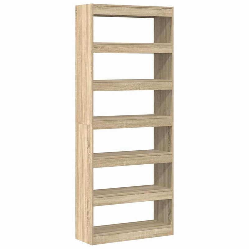vidaXL Könyvszekrény polcokkal sonoma tölgy 80 x 30 x 198 cm Faanyag
