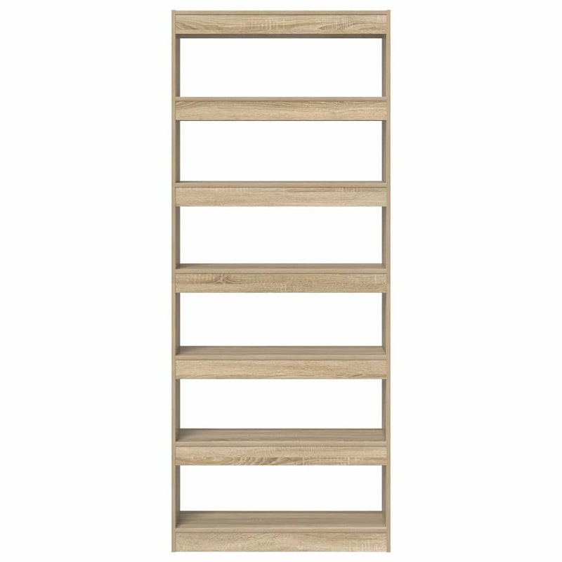 vidaXL Könyvszekrény polcokkal sonoma tölgy 80 x 30 x 198 cm Faanyag