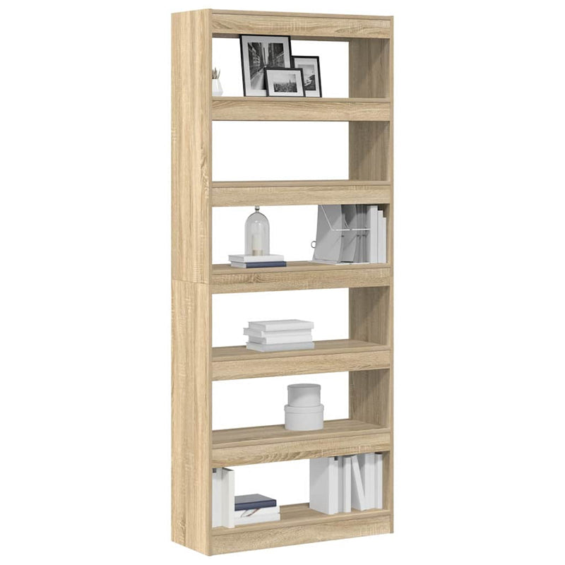 vidaXL Könyvszekrény polcokkal sonoma tölgy 80 x 30 x 198 cm Faanyag