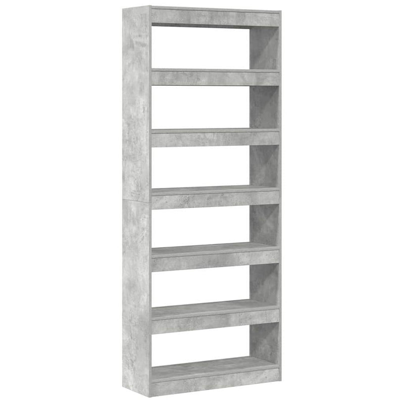 vidaXL Könyvszekrény polcokkal Beton szürke 80 x 30 x 198 cm Faanyag