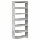 vidaXL Könyvespolc polcokkal Beton Szürke 80 x 30 x 198 cm Faanyag