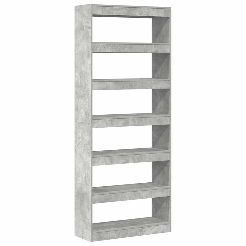 vidaXL Könyvszekrény polcokkal Beton szürke 80 x 30 x 198 cm Faanyag