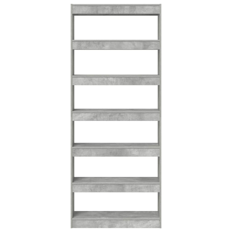 vidaXL Könyvszekrény polcokkal Beton szürke 80 x 30 x 198 cm Faanyag