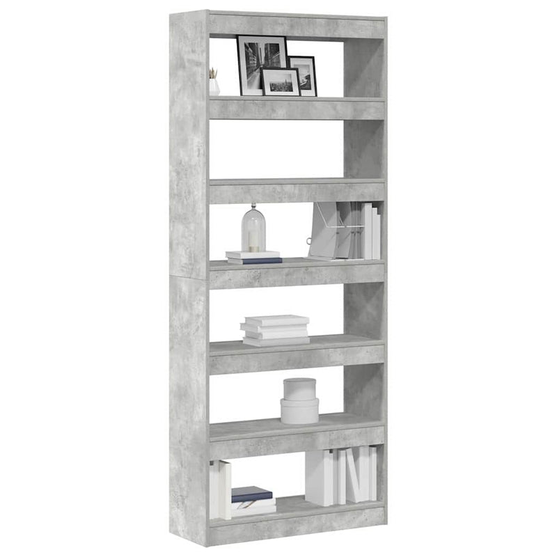 vidaXL Könyvszekrény polcokkal Beton szürke 80 x 30 x 198 cm Faanyag