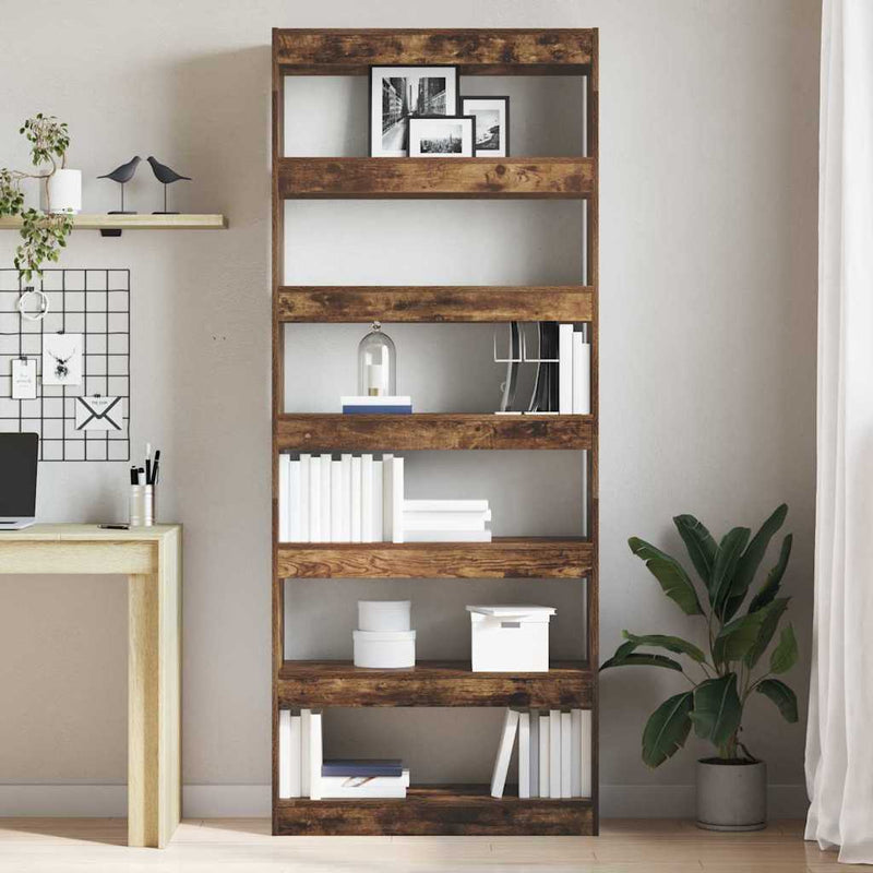 vidaXL Könyvszekrény polcokkal Füstölt tölgy 80 x 30 x 198 cm Faanyag