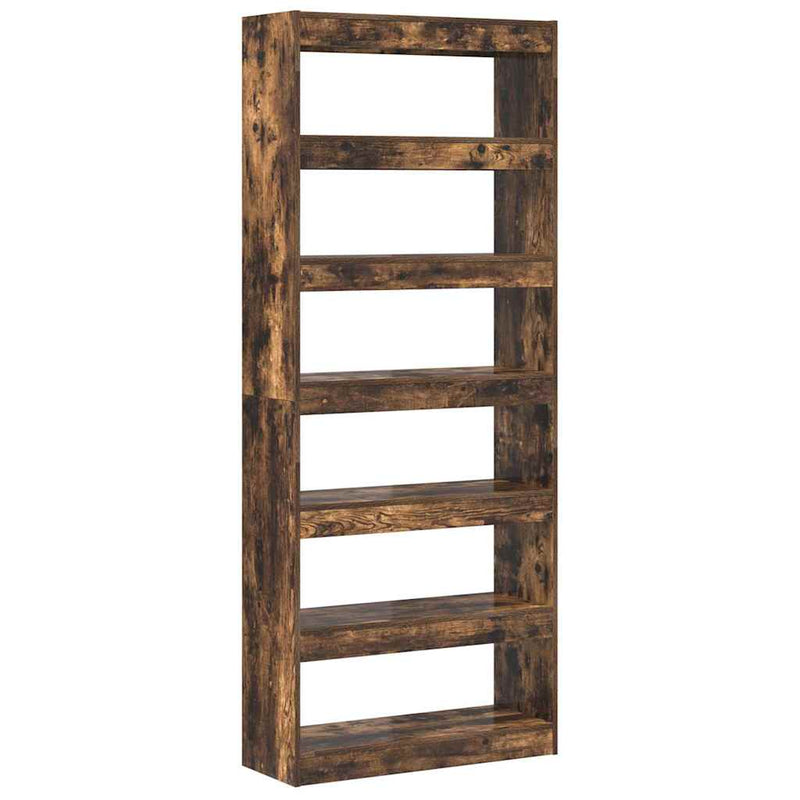 vidaXL Könyvszekrény polcokkal Füstölt tölgy 80 x 30 x 198 cm Faanyag