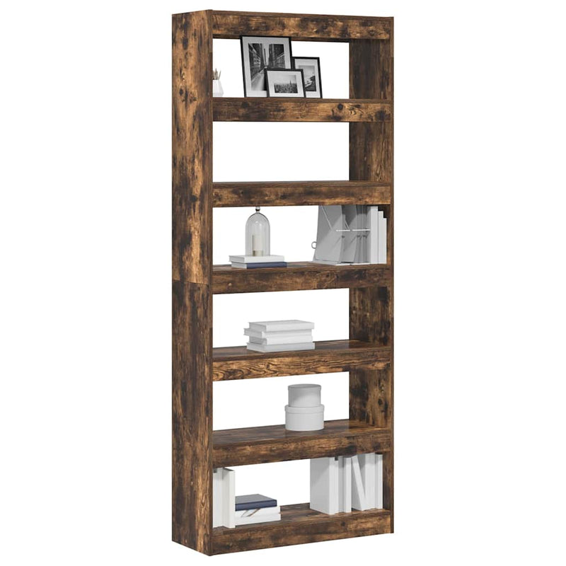 vidaXL Könyvszekrény polcokkal Füstölt tölgy 80 x 30 x 198 cm Faanyag