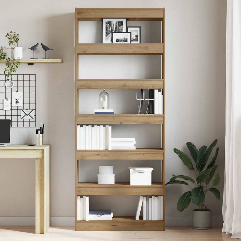 vidaXL Könyvszekrény polcokkal kézműves tölgy 80 x 30 x 198 cm Faanyag