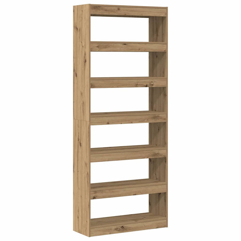 vidaXL Könyvszekrény polcokkal kézműves tölgy 80 x 30 x 198 cm Faanyag