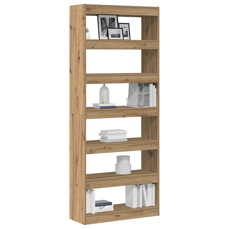 vidaXL Könyvszekrény polcokkal kézműves tölgy 80 x 30 x 198 cm Faanyag