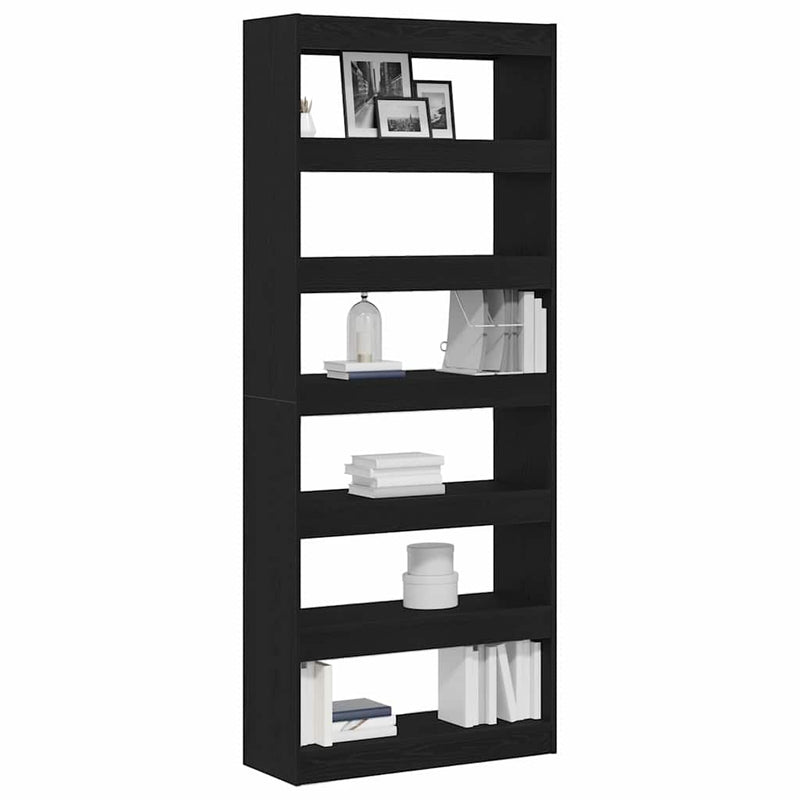 vidaXL Könyvszekrény polcokkal Musta tammi 80 x 30 x 198 cm Faanyag