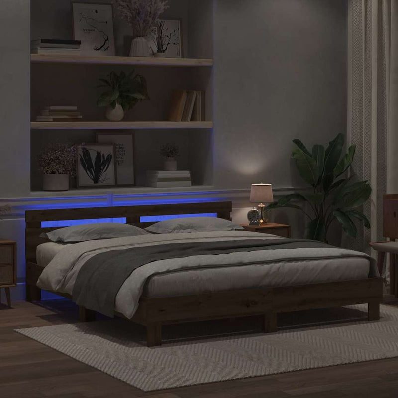 vidaXL Ágykeret fejtámlával kézműves tölgy 200 x 200 cm Faanyag