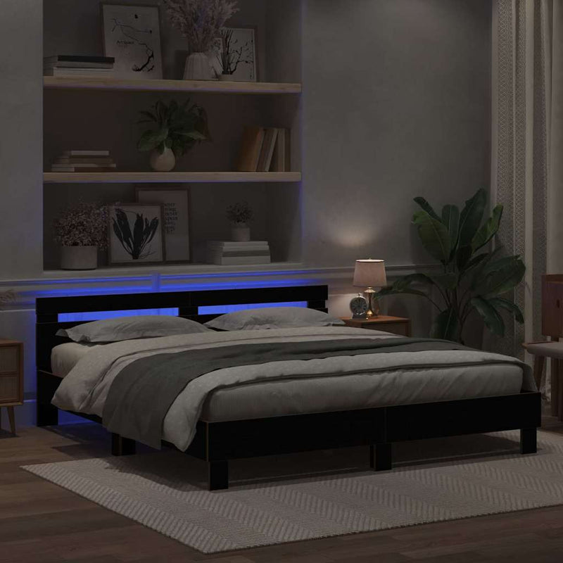 vidaXL Ágykeret fejtámlával Musta tammi 200 x 200 cm Faanyag