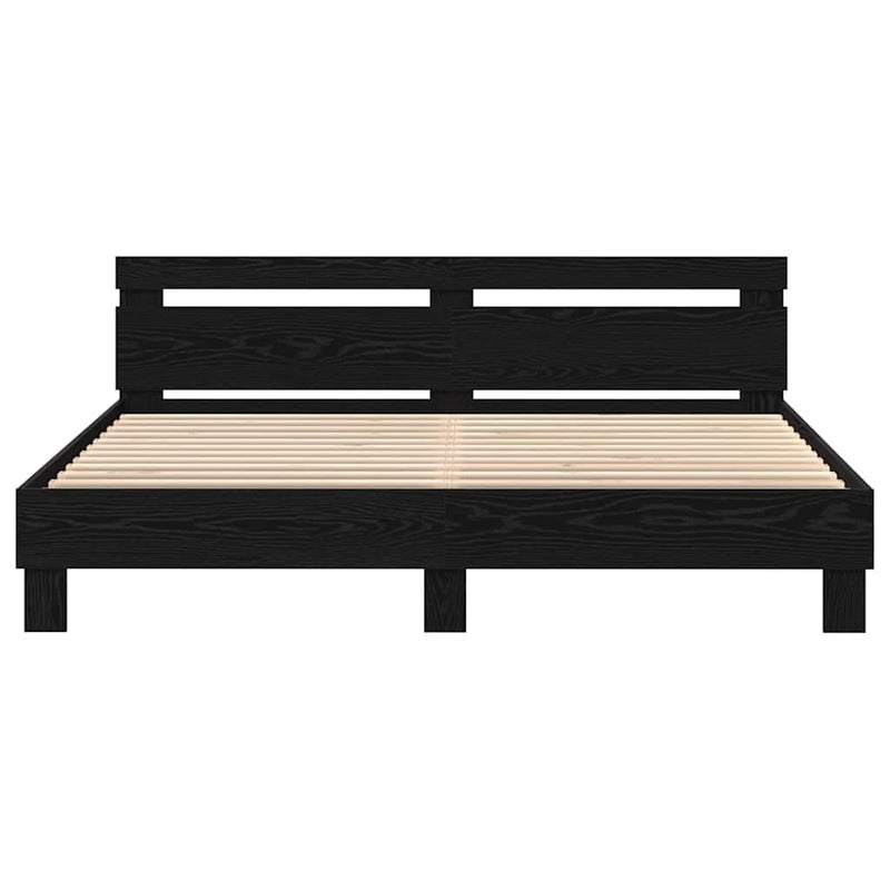 vidaXL Ágykeret fejtámlával Musta tammi 200 x 200 cm Faanyag