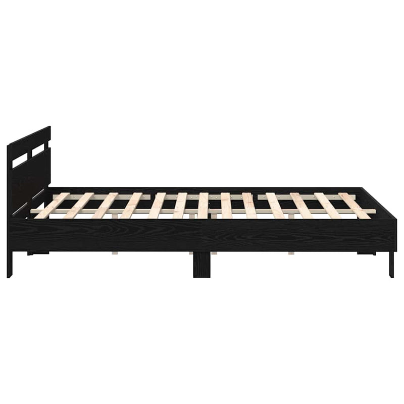 vidaXL Ágykeret fejtámlával Musta tammi 200 x 200 cm Faanyag