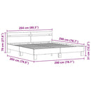 vidaXL Ágykeret leddel fejtámlával Fekete tölgy 200 x 200 cm Faanyag
