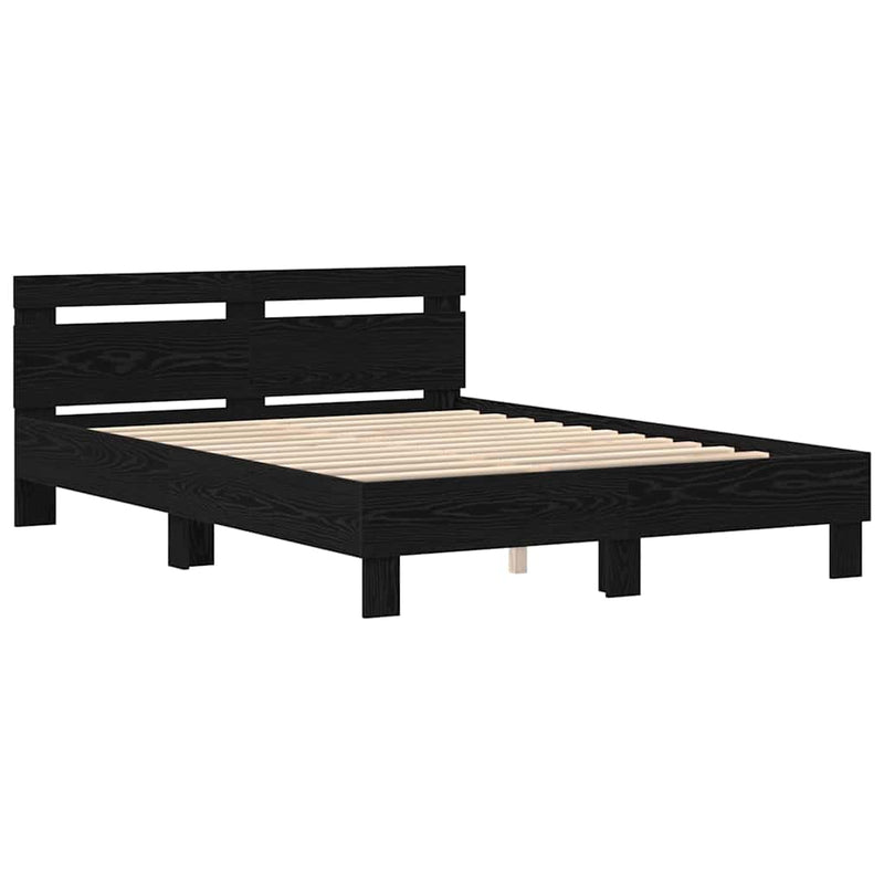 vidaXL Ágykeret fejtámlával Musta tammi 140 x 190 cm Faanyag