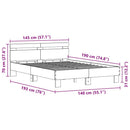 vidaXL Ágykeret leddel fejtámlával Fekete tölgy 140 x 190 cm Faanyag