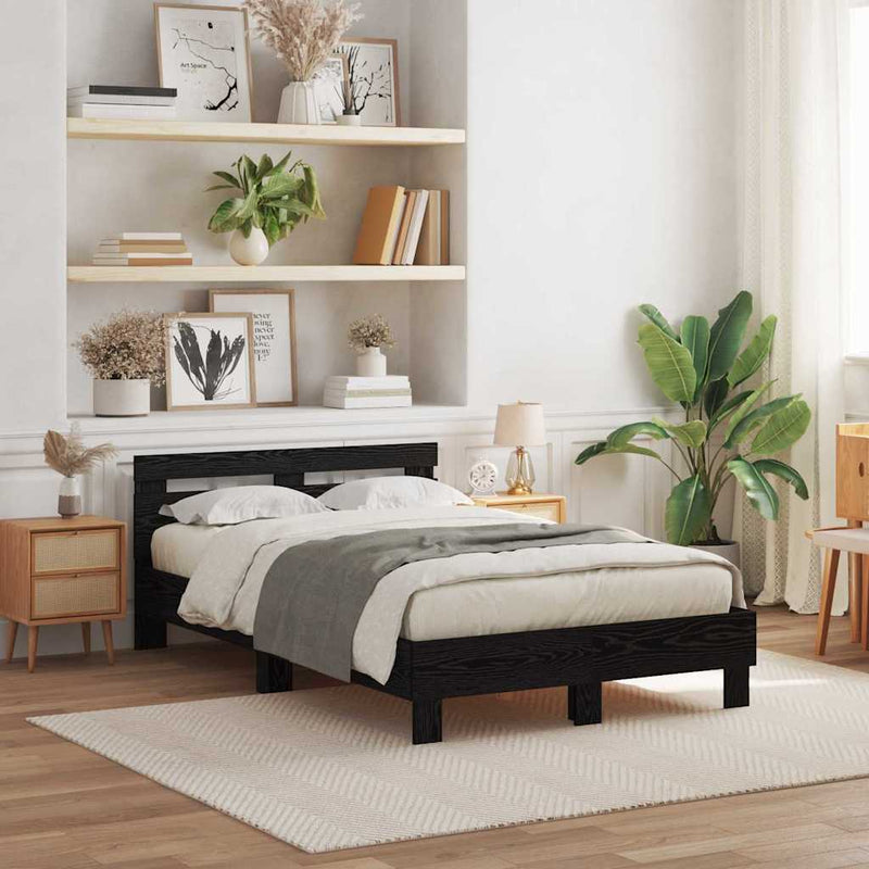 vidaXL Ágykeret fejtámlával Musta tammi 135 x 190 cm Faanyag