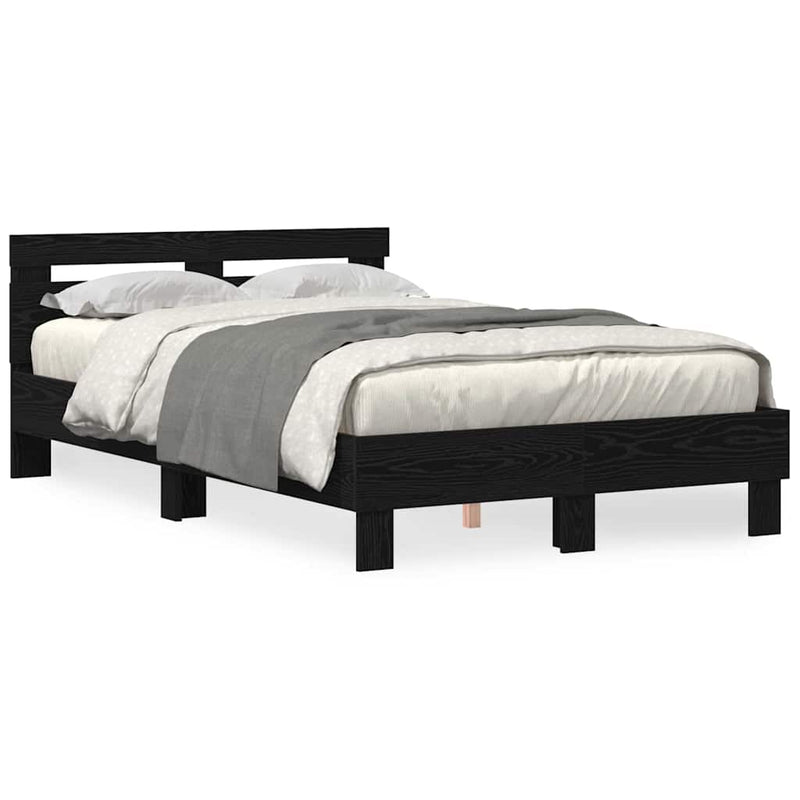 vidaXL Ágykeret fejtámlával Musta tammi 135 x 190 cm Faanyag