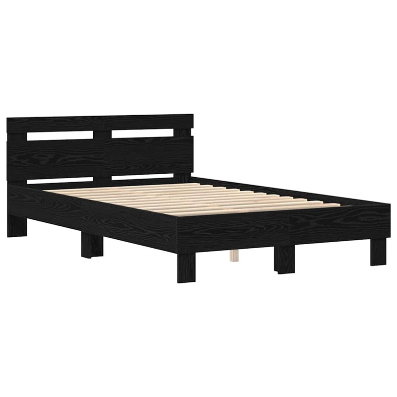 vidaXL Ágykeret fejtámlával Musta tammi 135 x 190 cm Faanyag