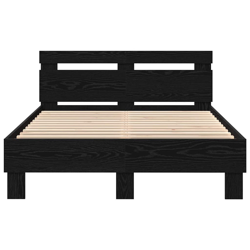 vidaXL Ágykeret fejtámlával Musta tammi 135 x 190 cm Faanyag