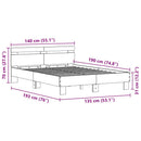 vidaXL Ágykeret leddel fejtámlával Fekete tölgy 135 x 190 cm Faanyag