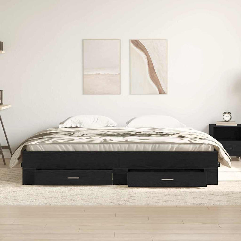 vidaXL Ágykeret fiókokkal fiókkal Musta tammi 180 x 200 cm Faanyag