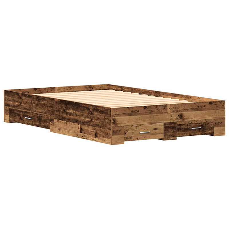 vidaXL Ágykeret fiókokkal fiókkal Régi fa 120 x 200 cm Faanyag