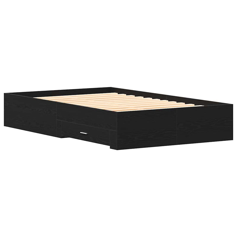 vidaXL Ágykeret fiókokkal fiókkal Musta tammi 120 x 200 cm Faanyag