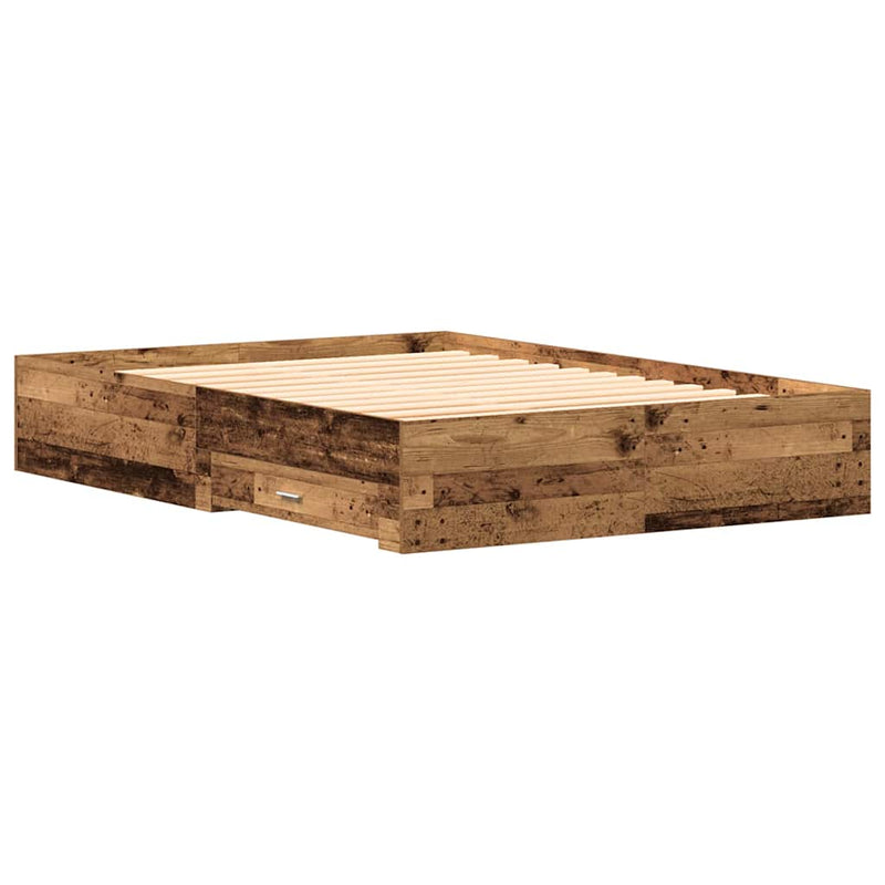 vidaXL Ágykeret fiókokkal fiókkal Régi fa 140 x 190 cm Faanyag