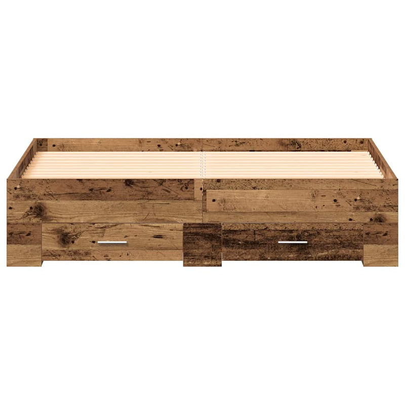 vidaXL Ágykeret fiókokkal fiókkal Régi fa 140 x 190 cm Faanyag