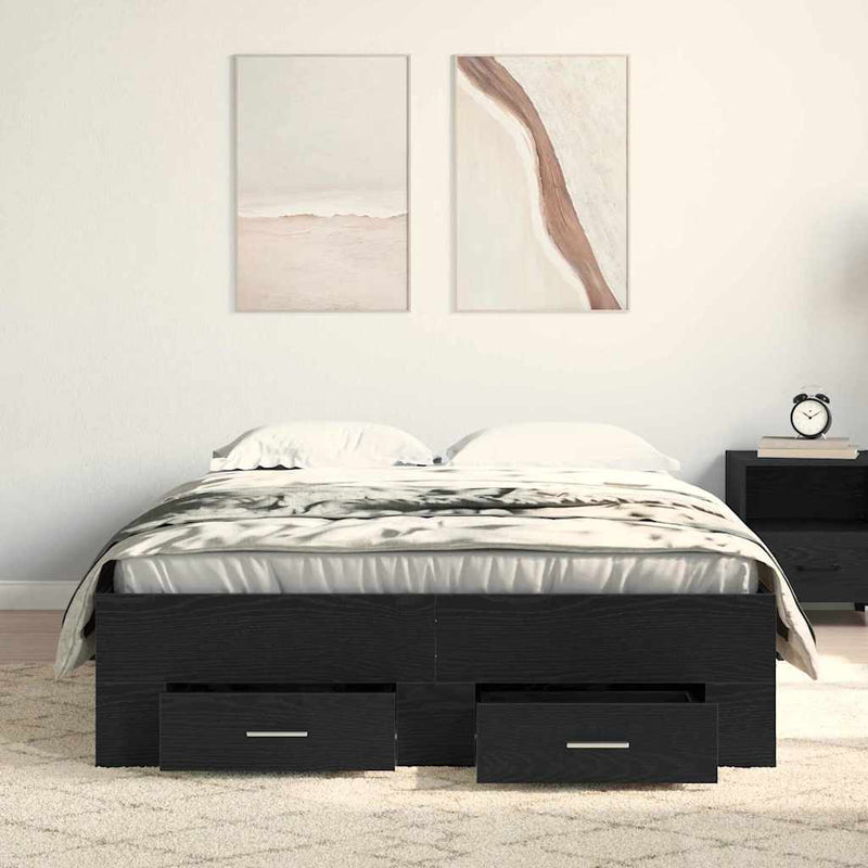 vidaXL Ágykeret fiókokkal fiókkal Musta tammi 120 x 190 cm Faanyag