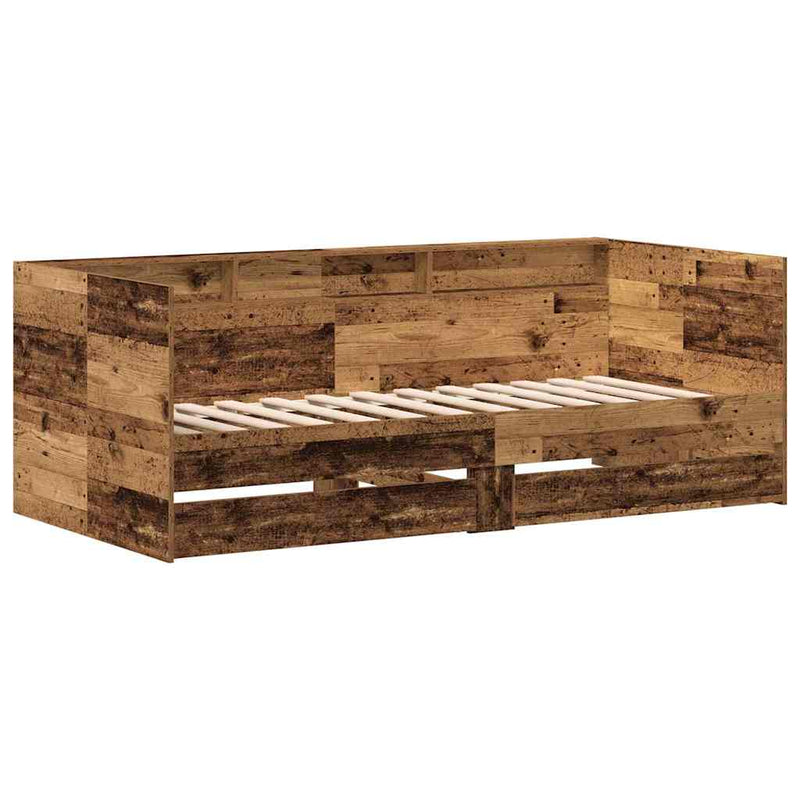 vidaXL Fekvőfelület keret tárolókkal Régi fa 100 x 200 cm Faanyag