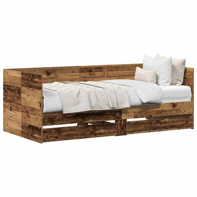 vidaXL Fekvőfelület keret tárolókkal Régi fa 100 x 200 cm Faanyag