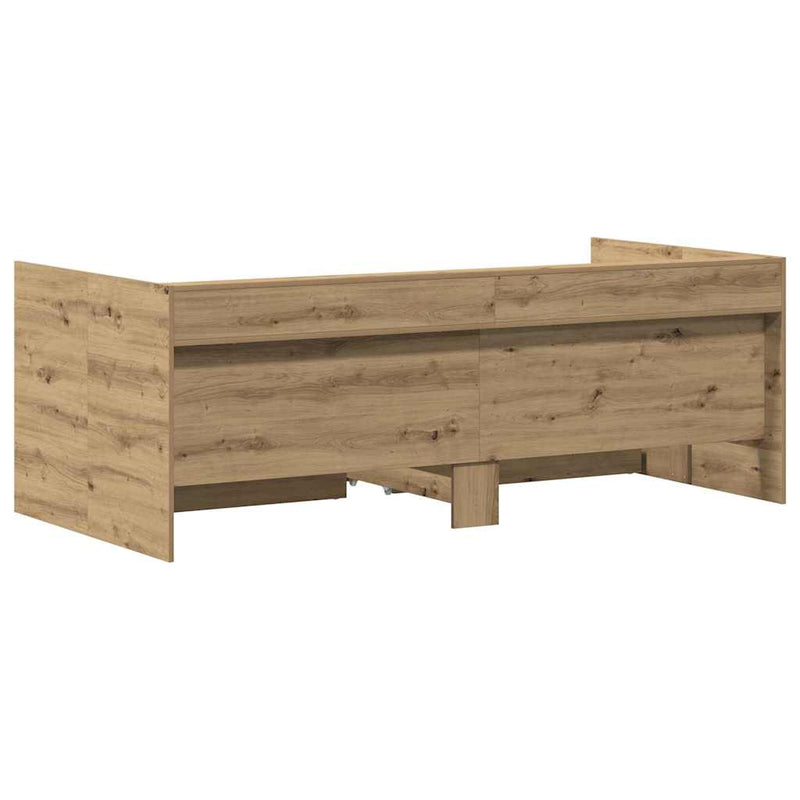 vidaXL Fekvőfelület keret tárolókkal kézműves tölgy 100 x 200 cm