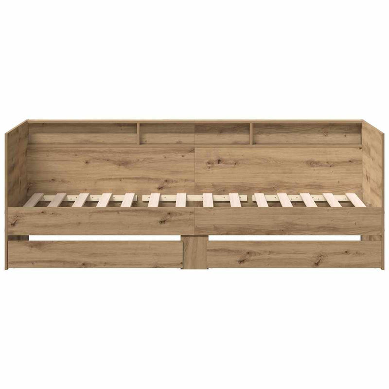 vidaXL Fekvőfelület keret tárolókkal kézműves tölgy 100 x 200 cm