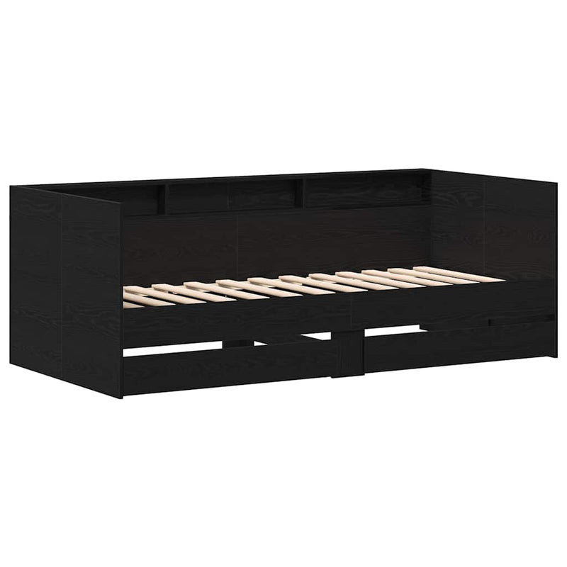 vidaXL Fekvőfelület keret tárolókkal Musta tammi 100 x 200 cm Faanyag